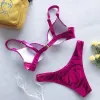 Set kadınlar mayo bikini yeşil pu deri iki parçalı pushup parlak sutyen bandeau plaj kıyafeti mayo takım elbise tankini yaz mayo