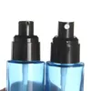 Bouteilles de rangement bleu 100 ml bouteille de pulvérisation vide de pompe à lotion noire vide récipient en gros