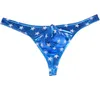 UNDANTS Erkek Bikini Tanga G-String Stars Desen Mini Kısa Pantolon Parlak Sahte T-BACK TEBİR YAPI