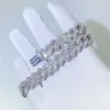 Bussown Gruba 8 mm 10 mm 13 mm 925 Solid Srebrny losowany VVS MOISSANITE Cuban Link Bransoletę