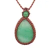 Hänge halsband unik stil naturlig kristallsten ametyst grön aventurin halsband handgjorda stickade älskare gåva smycken