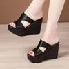 11 cm High Heel Cedges Sandalen für Frauen 2023 Sommerplattform Fashion Schuhe rot schwarz weiß groß Größe 240417