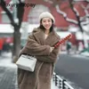 Maxmaras casaco ursinho de pelúcia feminino casacos de capa de lã inverno