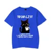 Black Cat to Do List Graphic T Shirts Lustige Kaffee T -Shirts Tops Oversize T -Shirt Mode Harajuku Männer Brand 240426