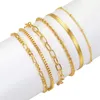 6pcs Gold Color Bracelet Set Boho Retro Twist Chain Cuban Chain for Women Gre presentes de joias de qualidade da moda 240417