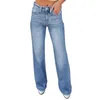 Damen Jeans Jeans Denim solide gerade hohe Taille Stretch Y2K Vintage für Frauen Taillierte 90er Jahre Kleidung