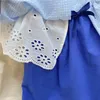 Abiti da ragazza vestiti per bambini coreani estate baby blue girls abiti principessa vestito in pizzo cotone cotone senza maniche abiti da bambino senza maniche