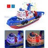 Baby Bades Spielzeug Sprühwasser Schwimmbad Elektrisches Boot Badespielzeug für Kinder Rettungsmodell Feuerboote mit leichten Musik geführtes Spielzeug für Baby