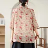 Roupas étnicas 2024 Blusa vintage chinesa Bordada nacional de flores bordados folclóricos retro hanfu tops feminino streetwear