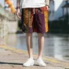 Summer National Style Linen Shorts Mens Fattening Plus Size 5 Beach Pants Loose Floral Trendy Men