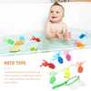 Baby Badspielzeug 7pcs Kinder Gummi Goldfisch Angelnetz Spielzeug Spielzeug Baby Bad Spielzeug Wasserbadewanne Spiele Spielen für Kinder Kleinkind Dusche Geschenke baden