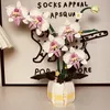Dekorativa blommor fjäril orkidé byggstenar konstgjorda monterade små partiklar pussel leksaksflicka barn dag födelsedagspresent