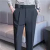Mężczyznowe spodnie spodnie jesień brytyjski styl rozciągliwy Slim Formal Pantalone Hombre Solid Casual Dress Pants Mężczyźni Ubranie 240423