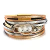 Charm armband amorcome mode imitation pärlor geometriska för kvinnor flickor flerskikt wrap mjuk läder armband party smycken