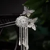 Hair Clips Girls Butterfly Sticks Chinese Hanfu Hairpins Metal Tassel U-shaped Headpiece Ancient Wedding Jewelry Marriage Tiaras