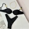 Sätt svart bikini 2024 Sexiga kvinnor baddräkter kvinnliga badkläder Mikrobikini Set Brasilianska Biquini Swimming Suit Solid Beachwear