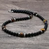 Choker Vintage Chakra Naszyjnik 6 mm naturalny kamień lawy mężczyźni chłopiec krótki męski mąż mąż pulseras