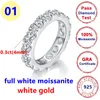 Pierścienie klastra 4 mm pełne moissanite Diamond D Colorwomen Men 925 Srebrny platowany złoty hip-hopowy pierścień modny