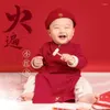 Etnische kleding Chinese rode jaar outfit voor babyjongens meisjes winter schattig katoen verdikt lange mouwen tangpak gewaad shaolin