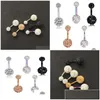 Navel Bell Button Rings Navel Bell Button Rings 14G Women Rostfritt Steel CZ Sexig Belly Bar Barbell Piercing Ring Tragus Body Jewelr Dhthg