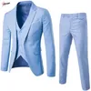 Ternos masculinos Pulabo 3 peças elegantes calças de colete Marca Slim Fit Button Button Fester formal traje de vestido terno casamento