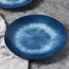 Diny Slare Sets Japanese retro platte plaat 10 inch blauwe gradiënt westerse stijl hoogwaardige koude gerechten Home biefstuk