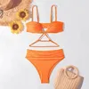 Women's Swimwear Bikini Disposable Solid Color Sexy Strap Split Swimsuit Multicolor Beachwear Bathing Suit Sporty Top