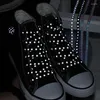 Sko delar holografiska reflekterande skosnör coola sneakers löpskor spetsar för vuxna barn sport vit stjärna skosnör strängar 1pai