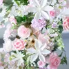 Dekorativa blommor rosa lila bröllopsdekoration båge blomma rad kommersiell skönhet chen dörrssimulering