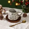 Tasses Cadeau de Noël Vintage Ceramic Tasse à chaleur Handle résistant à la chaleur Café tasse Elk Jui fait à la main Milk Milk Bureau Home Bureau Water tasse tasse de thé J240428