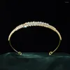 Haarclips Kubikzirkonia Braut Tiaras für Frauen Hochzeit Schmuckzubehör Braut Kopfstück Geburtstagsfeier Grad Stirnband Mädchen