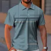 Summer Mens Polo Shirt Gradient Line Kort ärm Tshirt Casual Daily Lapel Tops Tees Fashion Randig T Shirt For Man Clothing 240425