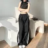 Dames broek vrouwen zwarte baggy lading parachute y2k casual broek massieve kleur hoge taille wijd been lange broek lange broek oversized los streetwear