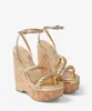 Роскошная леди Diosa Celse Sandal Shoes For Women039s Металлический наппа кожаный клин женский сандалии щипцы для лодыжки Part8410948