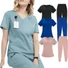 Uniformer Kvinna skrubba Set Nurse Beauty Salon Workwear Clinical Scrubs Top Pant Spa Doctor Nursing Tunic Suit 240410