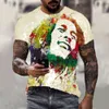 Rap Singer Printed Men's T-shirt Casual Round Neck Short Sleeved Street Hip-hop T-shirt