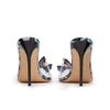 2024 Kadın Bayanlar Deri Pvc Yüksek Topuklar Sandalet Elbise Ayakkabı Pompaları Terlik Yaz Günlük Yatık Saçlı Açık Ayak Parti Düğün 3D Kelebek Şeffaf Boyut 34-46