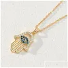 Collares colgantes collares colgantes de piedra fatima ojo collar con corazón azul malvado hamsa mano para mujeres protección espiritual turca j dhagm