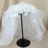 Bridal Veils 4 Layers Imitation Pearl Beading Soft Tulle Short Wedding Veil Romantic Vintage Artificial Flower Women Hair With