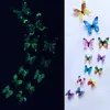 ウォールステッカー12pcs/set luminous butterflyステッカー結婚式のパーティー装飾用リビングルーム蝶3D冷蔵庫の壁紙