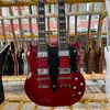 Red SG Double Neck Electric Guitar Chrome Hardware Spot 12String 6String Mahogany Body right sunglasses