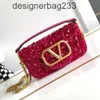 Diseñador Sequínas Bolsa Beeds Purse Fashionable Valeenttino Cadena de cuero Diagonal Diagonal Cross brillantes Bolsas cuadradas pequeñas Baguette High-End 0do0