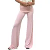 Women's Pants Open Front Casual High Waisted Rhinestone Butterfly Pattern Long Wide Leg Jogging Patchwork Flared Pink