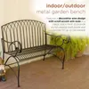Camp Furniture Alpine Corporation 44 "L Indoor/Outdoor 2 pessoas Classic Metal Garden Banco Preto