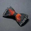 Luxe bruiloft vlinderdas voor mannen Classic Black Pretied Bowtie Booch Set Party Feather Butterfly Knot Gift Man Accessories 240412