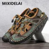 Summer Mens Sandals Outdoor Mesh Sandals Soft Clogs Men Sandals Slides Handmade Dropship Sandaler Roman Outdoor Slippers 240426