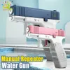 Gun Toys Huiqibao Childrens Summer Toys Manual Water Gun Portable Beach Outdoor Games Childrens Fighting Pistol Fighting Toys T240428