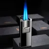 Metal Dual Flame Cigar Lighter With Hidden Cigar Punch -Refillable Without Gas Lighter With Custom