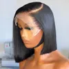 Bob Peruka Brazylijskie włosy koronkowe przednie ludzkie peruki włosy Krótka peruka Bob Pre ​​Stucked Natural Kolor 4x4 Cor Lace Peruki dla kobiet 240416