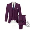 Мужские костюмы 2024 Модные мужские бутик -бутик -бутик бизнес с твердым цветом свадебный костюм брюки жилет 3 шт.